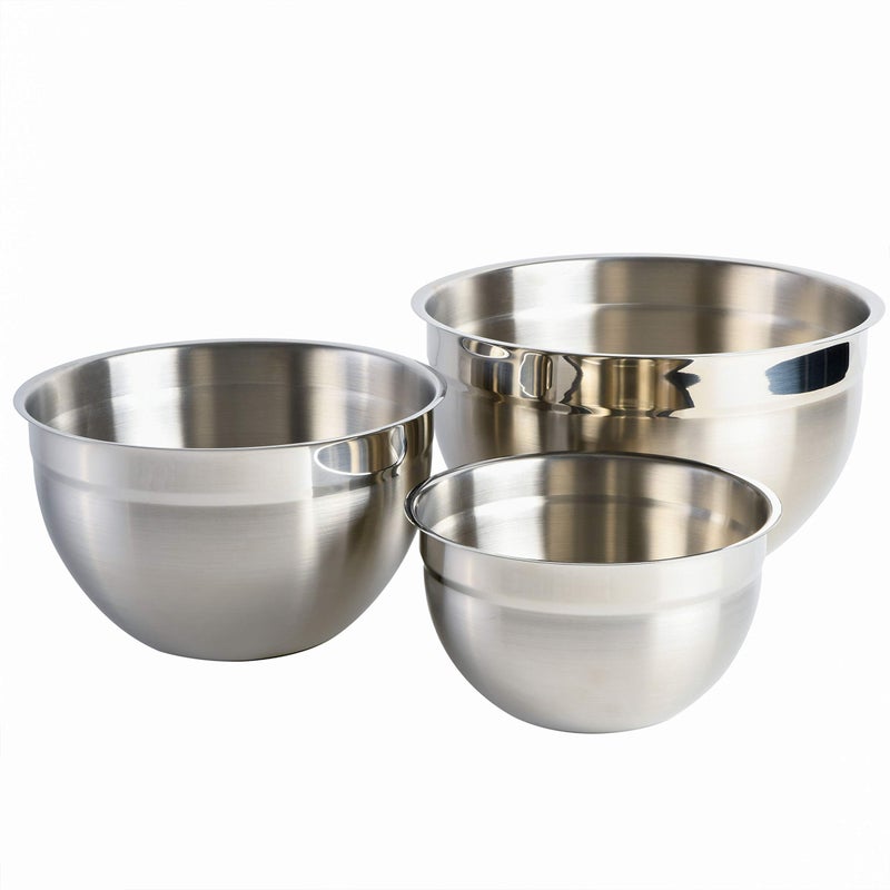 Babish 3-Piece Stainless Steel Mixing Bowl Set â€“ Nesting Metal Bowls for Baking, Cooking, and Meal Prep â€“ Durable & Dishwasher Safe - Image 1