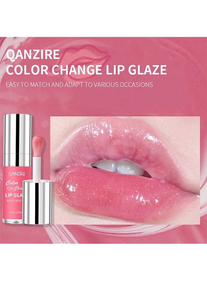  كانزير طلاء شفاه متغير اللون، زيت لمعان الشفاه المرطب، أحمر شفاه لامع يمنح الامتلاء، ملمع شفاه مرطب، بلسم شفاه شفاف للعناية بالشفاه، زيت شفاه بتركيبة منعشة غير لاصقة ومرطبة تدوم طويلاً - Image 3
