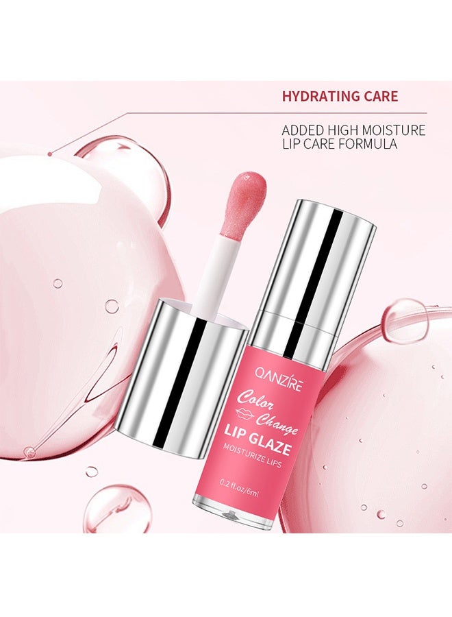  كانزير طلاء شفاه متغير اللون، زيت لمعان الشفاه المرطب، أحمر شفاه لامع يمنح الامتلاء، ملمع شفاه مرطب، بلسم شفاه شفاف للعناية بالشفاه، زيت شفاه بتركيبة منعشة غير لاصقة ومرطبة تدوم طويلاً - Image 5