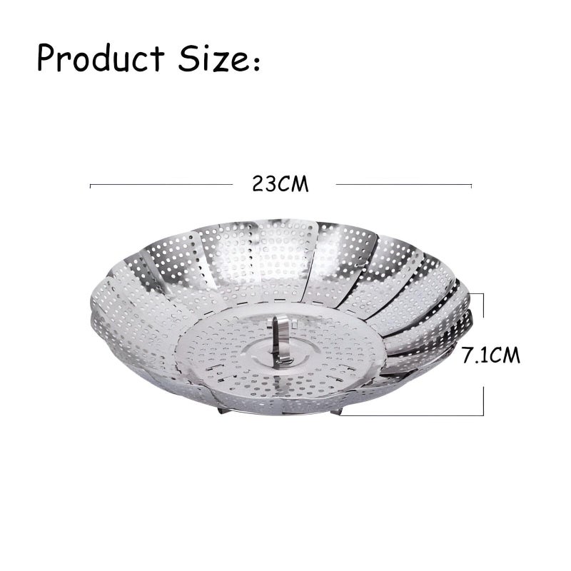 Steamer Basket - Expandable Stainless Steel Vegetable Steamer for Cooking Healthy Meals and Seafood, Dishwasher Safe and Foldable for Easy Storage (رمادي, مقاس صغير) - Image 5