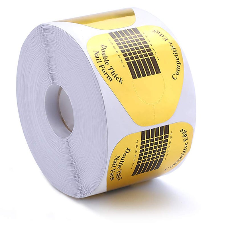 Nail Forms 500 Pcs Roll Nails Extension for Acrylic Nails Selfadhesive Nail Tips Replacement for Polygel Nail Guide Nail Stickers Molds Builder Learning Curve Art Equipment Salon Gold Horseshoe