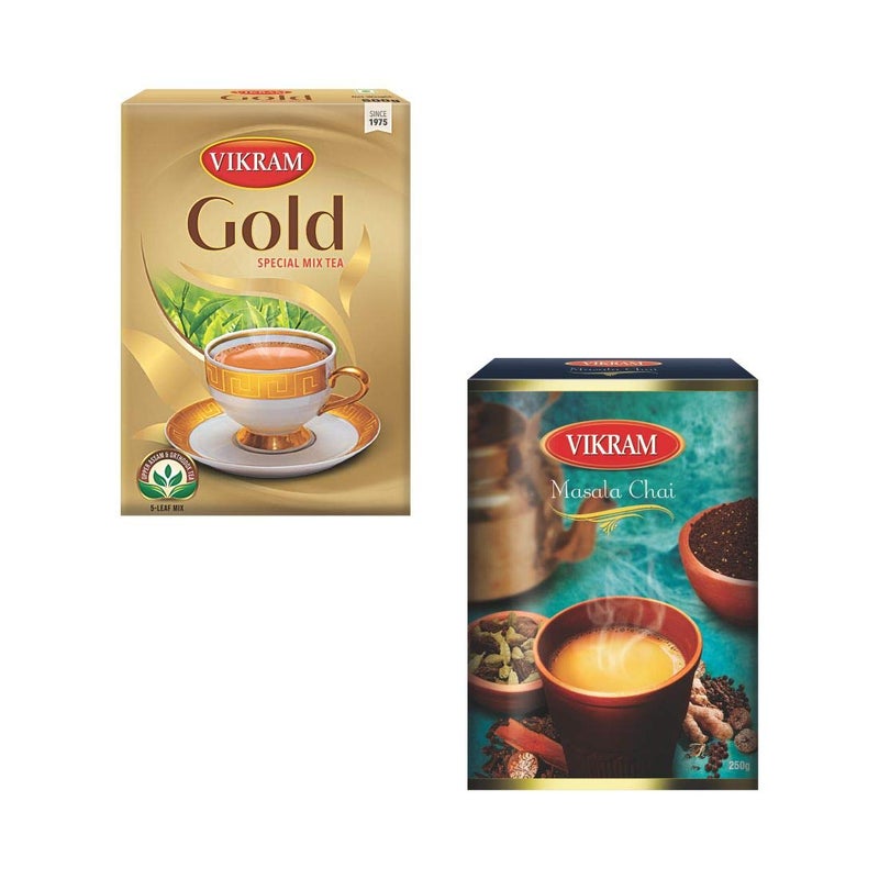 Vikram Tea Combo | Gold Special Mix Tea 500gm & Masala Chai - 250gm (Box of 2) - Image 1