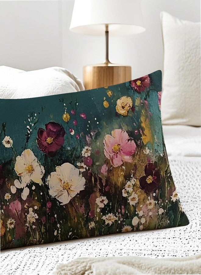 PIUD Abstract Retro Wildflowers 20x54 Body Pillow Cover, Floral Room Decor, Botanical Decor, Vintage Dark Cottagecore Flower Aesthetic Decorative Long Body Pillow Cases for Bed Couch - Image 5