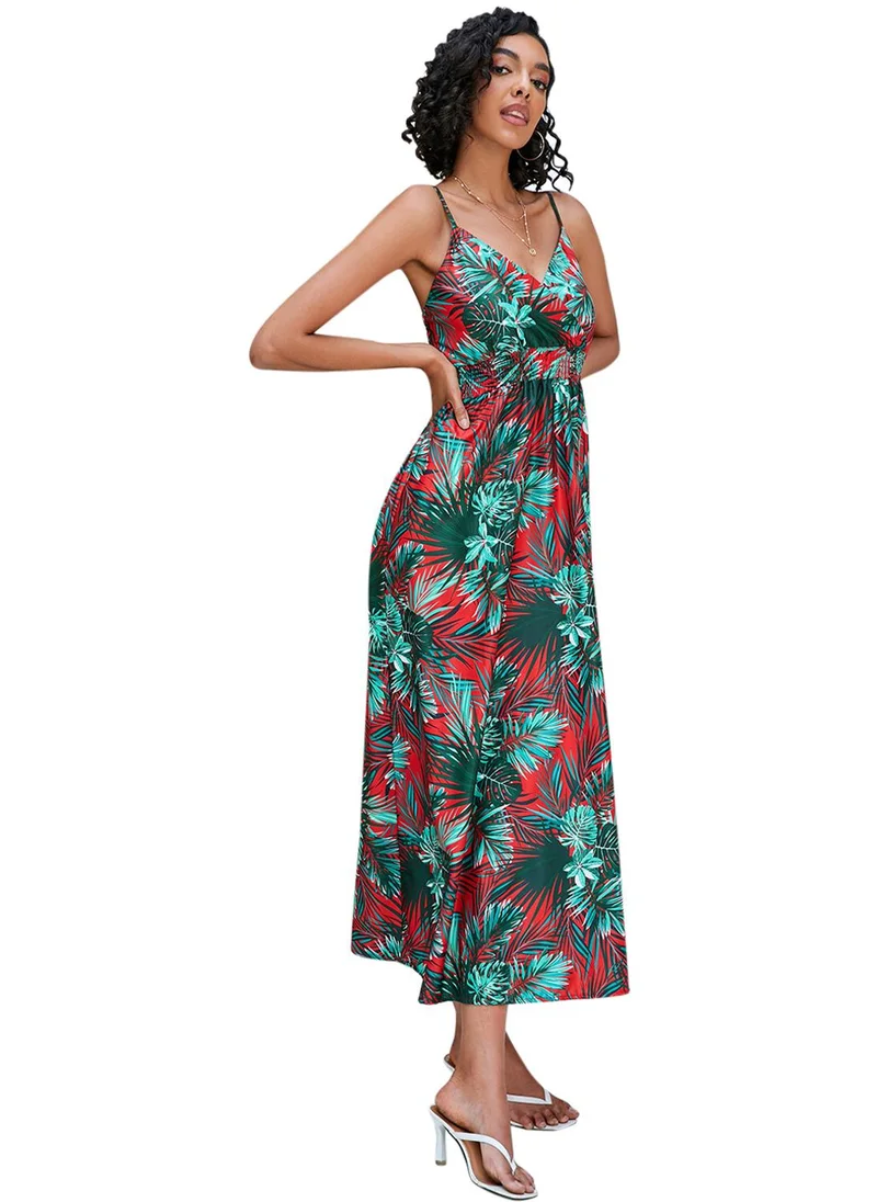 يونيكي Green Floral Print Fit & Flare Dress