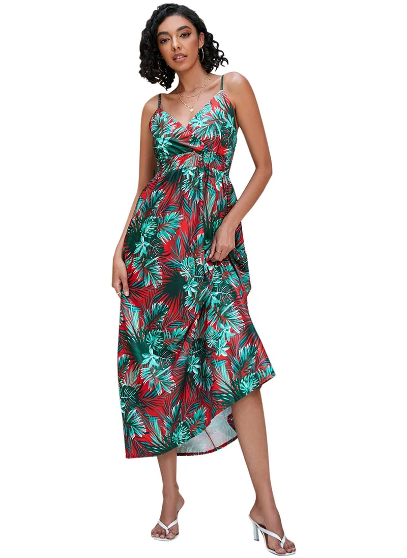 يونيكي Green Floral Print Fit & Flare Dress