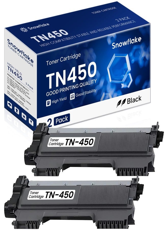 سنو فليك عبوة حبر Snowflake TN-450 TN450 ثنائية متوافقة مع خرطوشة حبر TN450 عالية الإنتاجية بديلة لطابعات Brother Intellifax-2840 HL-2130 HL-2230 HL-2220 HL-2240 HL-2270DW MFC-7365DN DCP-7065DN. - Image 1