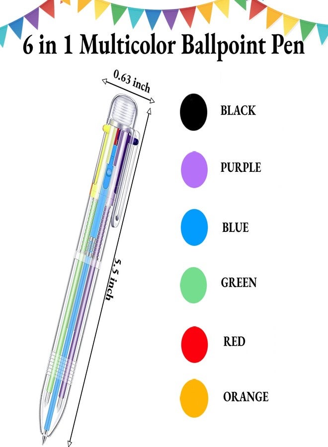 BeapTcely 100 Pcs 6 in 1 Multicolor Ballpoint Pen Bulk 0.5 mm 6 Color Retractable Ballpoint Pen Colorful Ink Pen Party Favors Rainbow Pen for Nurses, Gel Ink Nurse Pens for Office School Students Kids (100) - Image 3