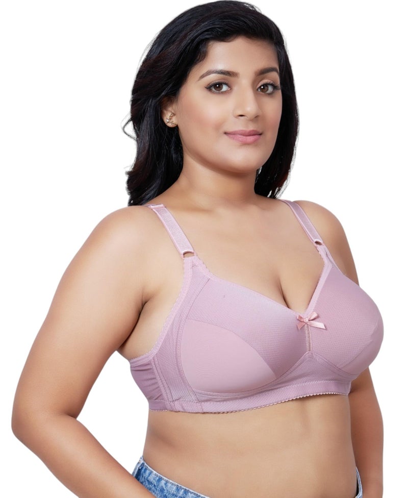 PLUMBURY Women Plus Size Full Coverage Lightly Padded Everyday Bra, Pink,Size 44B - Image 2