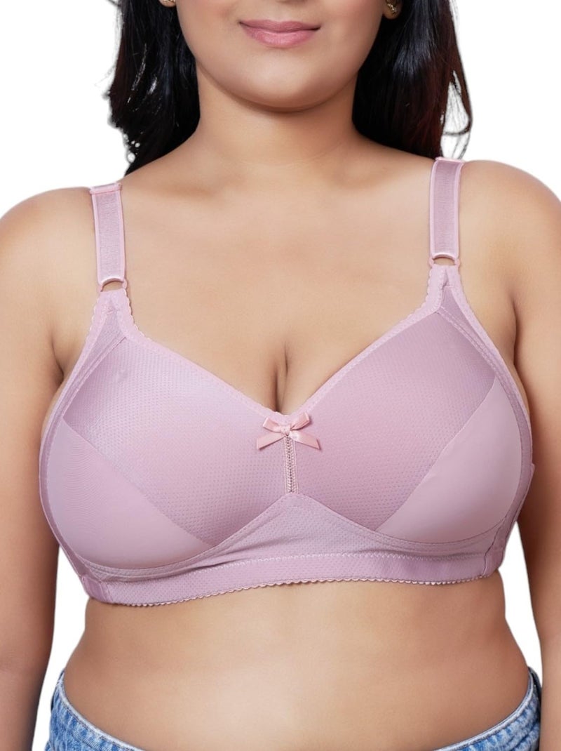 PLUMBURY Women Plus Size Full Coverage Lightly Padded Everyday Bra, Pink,Size 44B - Image 1