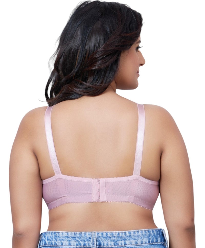 PLUMBURY Women Plus Size Full Coverage Lightly Padded Everyday Bra, Pink,Size 44B - Image 3