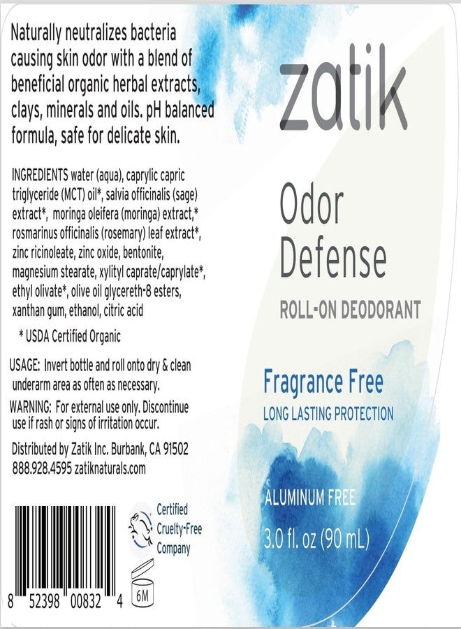 Zatik Naturals - Odor Defense Deodorant Roll On, Unscented Herbal Refresh, Cruelty free Vegan, pH Balanced, Bio-degradable FREE FROM Aluminum Parabens non Toxic, 3.0 fl oz, 90ml - Image 2