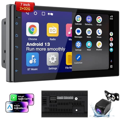 Haudio Double Din Car Stereo with 7" HD Touchscreen | CarPlay & Android Auto | Backup Camera | Bluetooth GPS Navigation | FM/AM | All Vehicles - Image 1