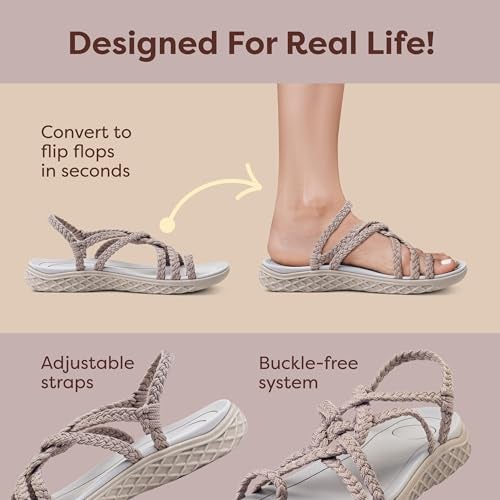 Plaka Explore Walking and Hiking Sandals for Women | Comfortable Summer Sandal with Arch Support | Waterproof Comfy Sandals for Travel, Beach or Poolside | Brazilian Sand | size 8 - Image 4
