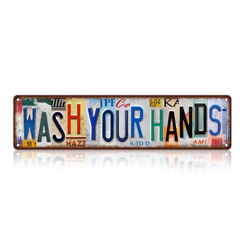 MTsigns Vintage Wash Your Hands Wall Decor Street Signs Bathroom Metal Tin Signs 16 x 4 Inches - Image 1