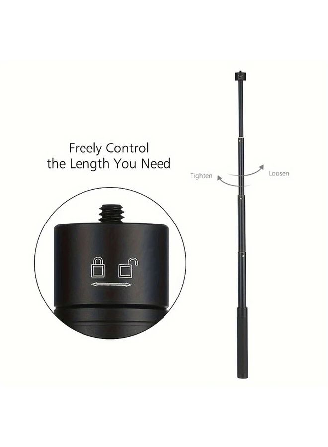 Classic Black Metal Telescopic Extension Pole Aluminum Alloy Gimbal Selfie Stick Adjustable Monopod - Image 3