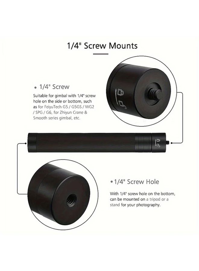 Classic Black Metal Telescopic Extension Pole Aluminum Alloy Gimbal Selfie Stick Adjustable Monopod - Image 5