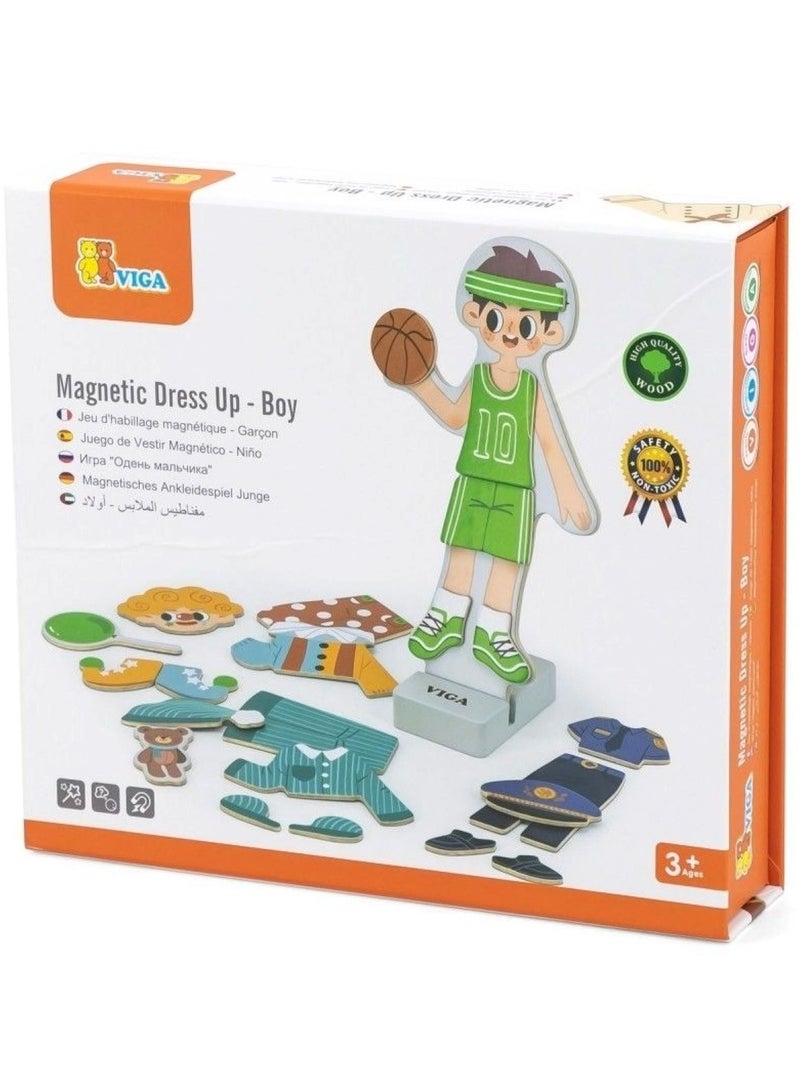 Viga Wooden Magnetic Doll Dress Up - Boy with Stand  - Image 1
