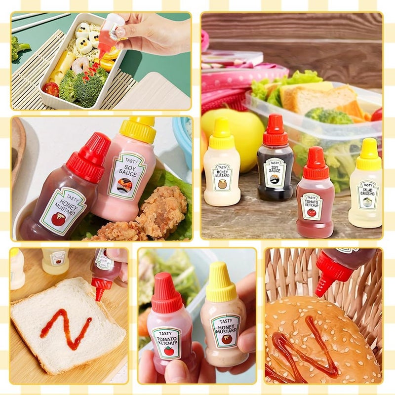 FASHRAMP 8Pcs 25ml Mini Ketchup Bottles for Lunch Bag Refillable Salad Dressing Squeeze Bottles with Nozzle Leaking-proof Sauce bottle dispenser for Ketchup, Honey Mustard, Vinegar - Image 3