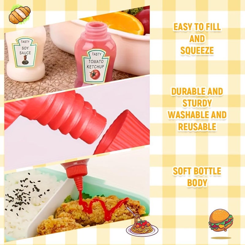 FASHRAMP 8Pcs 25ml Mini Ketchup Bottles for Lunch Bag Refillable Salad Dressing Squeeze Bottles with Nozzle Leaking-proof Sauce bottle dispenser for Ketchup, Honey Mustard, Vinegar - Image 5