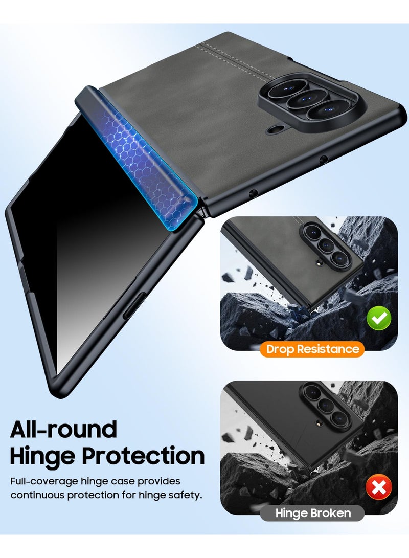 general for Samsung Galaxy Z Fold 7 Case with Screen Protector, Hinge Protection, Wireless Charging, Ultra Thin Leather Matte PC Durable Shockproof Cover Phone Case for Fold  7 - Image 2