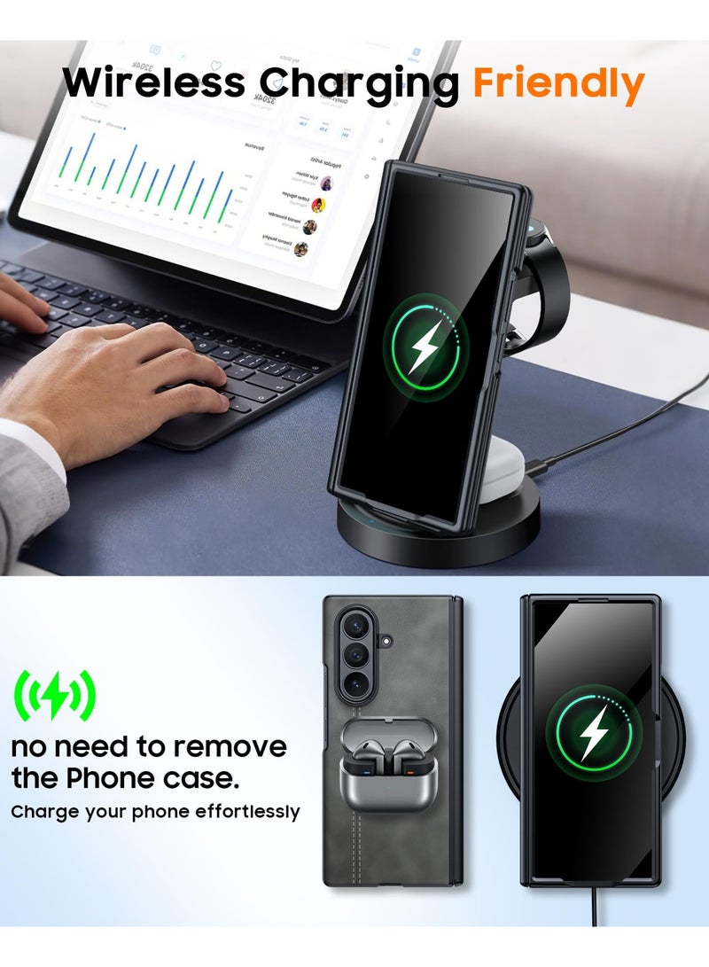 general for Samsung Galaxy Z Fold 7 Case with Screen Protector, Hinge Protection, Wireless Charging, Ultra Thin Leather Matte PC Durable Shockproof Cover Phone Case for Fold  7 - Image 4