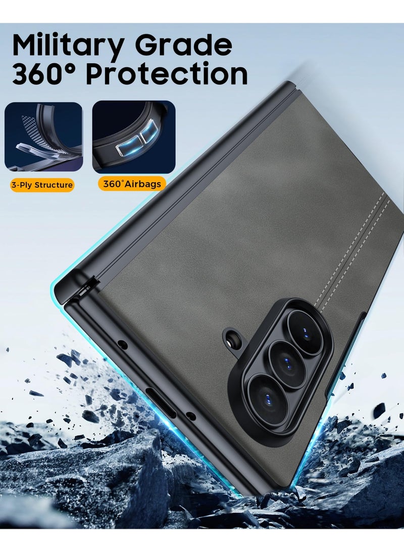 general for Samsung Galaxy Z Fold 7 Case with Screen Protector, Hinge Protection, Wireless Charging, Ultra Thin Leather Matte PC Durable Shockproof Cover Phone Case for Fold  7 - Image 5