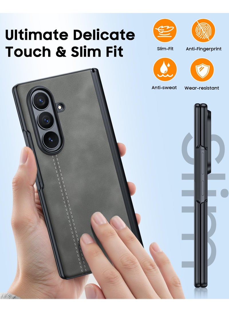 general for Samsung Galaxy Z Fold 7 Case with Screen Protector, Hinge Protection, Wireless Charging, Ultra Thin Leather Matte PC Durable Shockproof Cover Phone Case for Fold  7 - Image 3
