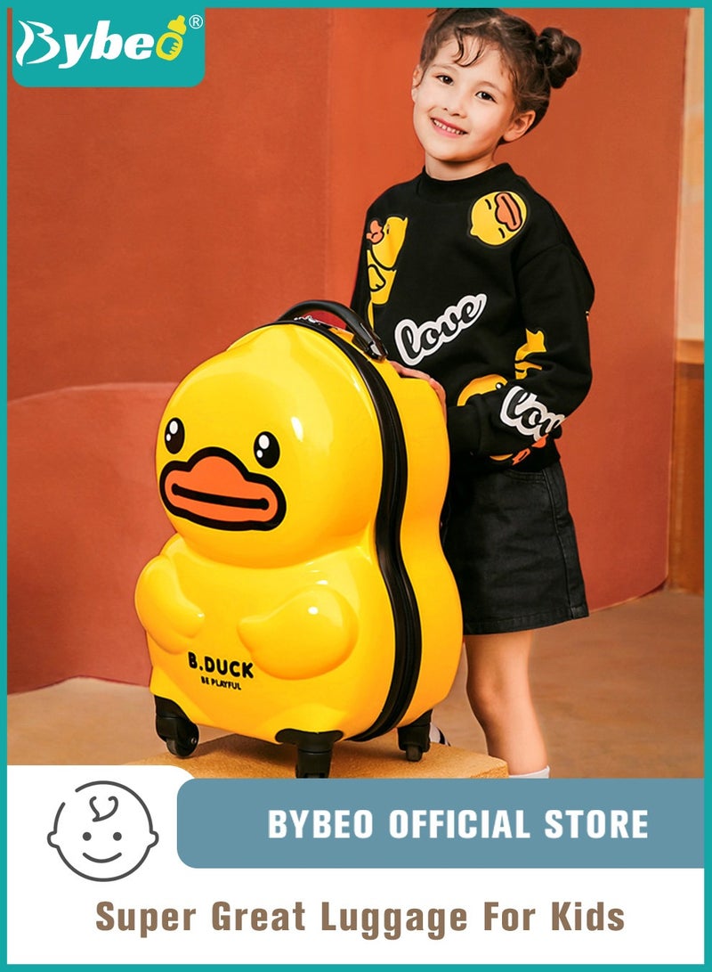 Bybeo Kids Luggage, Children Travel Suitcase on Wheels, Cartoon Child Trolley Case, Hard Shell Traveling Rolling Luggages, for Boys Girls Toddler Travels and School Gift, 18 Inch - Image 1