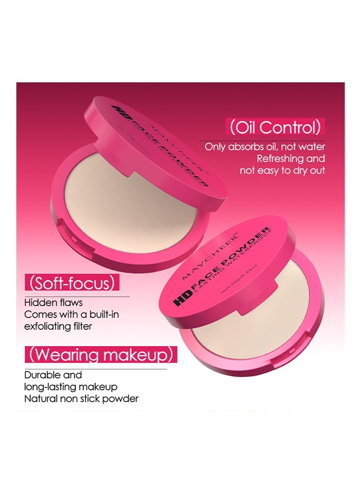 MAYCHEER Face Powder Lasting Waterproof - Silky Fog Soft Light Powder Cake Oil Control 02# Natural Color - Image 4
