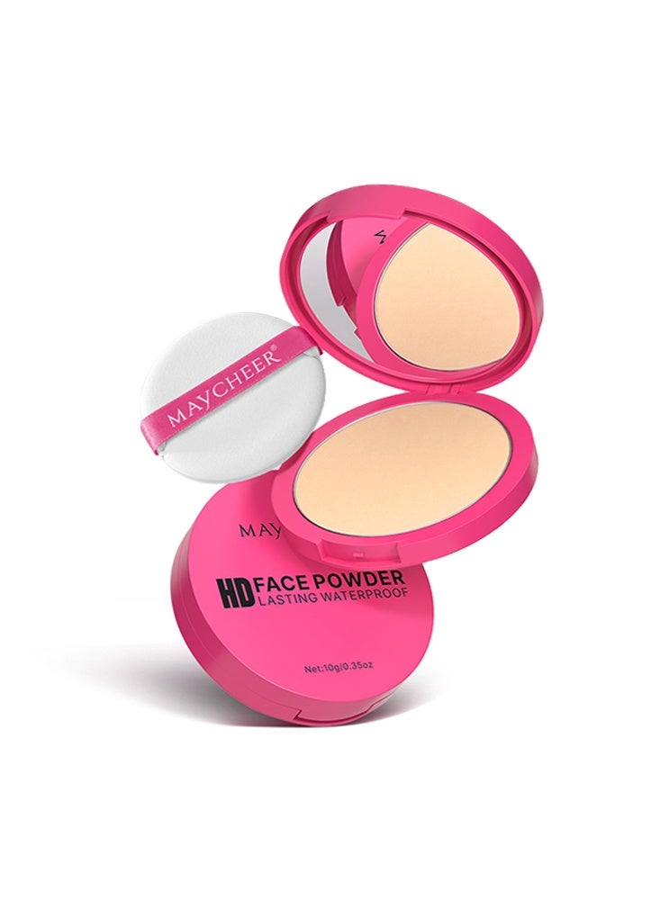 MAYCHEER Face Powder Lasting Waterproof - Silky Fog Soft Light Powder Cake Oil Control 02# Natural Color - Image 1