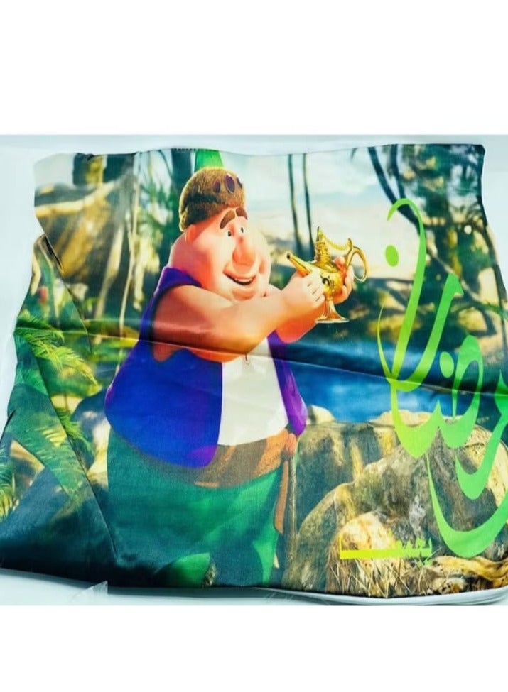 اكياس مخدات رمضان اجمل تشكيلة مخدات ستان اكياس المخدات اللي مطبوعة عليها اشهر شخصيات في رمضان الخامة النظيفة جدا المقاس: 45 سم