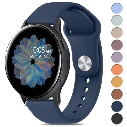 Meliya Bands Compatible with Samsung Galaxy Watch Active 2 20mm Soft Silicone Sport Replacement Strap for Galaxy Watch Active 2 Women Men Navy Blue - Image 1