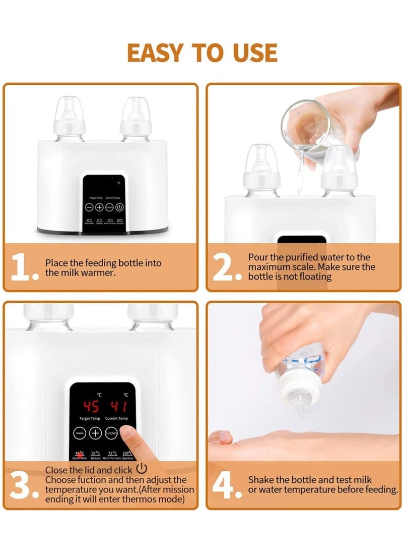 Baby Bottle Warmer, for Frozen Breast Milk & Formula Baby Food Heater & Steam Sterilizer with Cleaning Brush nd Safe Auto-shutoff & Timer Temperature
