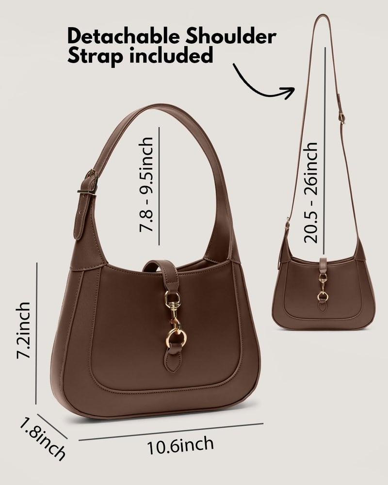 Apryl Shoulder Bag for Women - Small Shoulder Purses - Cute Trendy Handbags - Adjustable Strap Vegan Leather (Choc) - Image 5