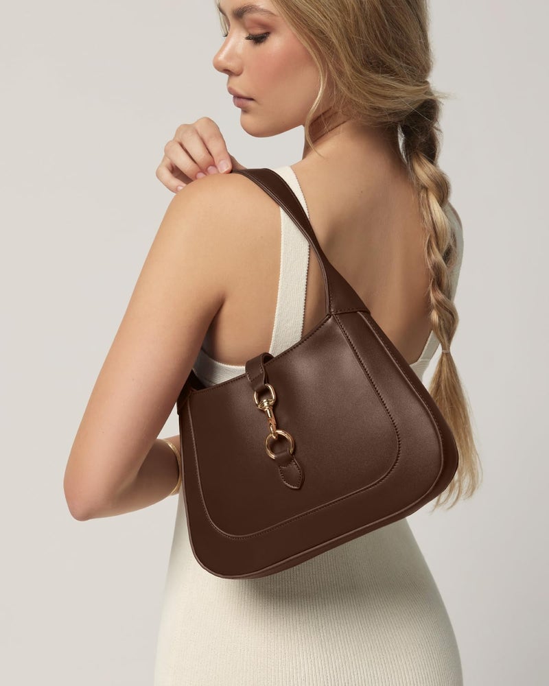 Apryl Shoulder Bag for Women - Small Shoulder Purses - Cute Trendy Handbags - Adjustable Strap Vegan Leather (Choc) - Image 2
