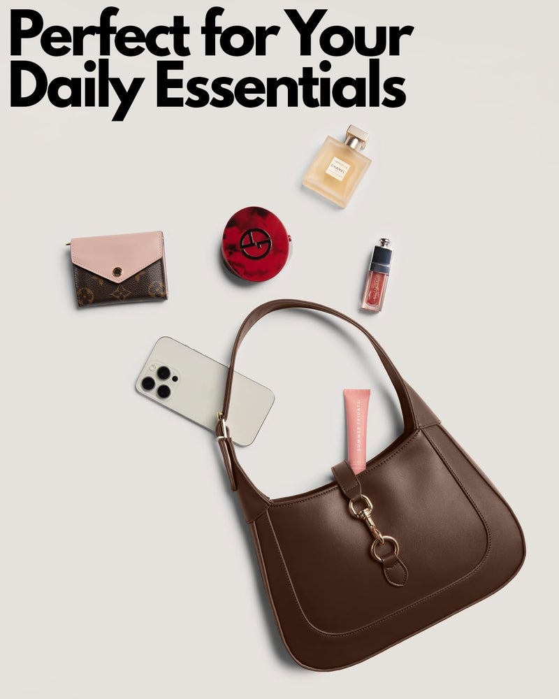 Apryl Shoulder Bag for Women - Small Shoulder Purses - Cute Trendy Handbags - Adjustable Strap Vegan Leather (Choc) - Image 3