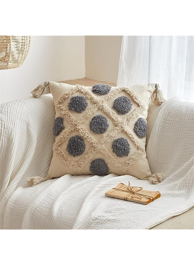 erorex Handcrafted Cushion Cover 45X45Cm With Tassel Decor Woven Throw Tufted Pillowcase For Home Decor Bohemian Style Style 06 - Image 1