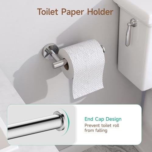 USHOWER Polished Chrome Bathroom Accessories Set, 18-Inch Towel Bar Set Wall Mounted, Durable SUS304 Stainless Steel Bathroom Hardware Set, 4-Piece - Image 4