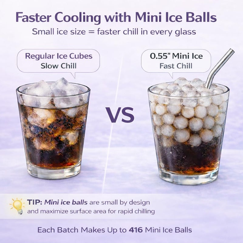 Cozy Kitchen Essentials 0.55in Mini Ice Cube Trays - Tiny Pebble Ice for Iced Coffee & Cocktails - Fast Chill, Easy Twist Release - Stackable with Lid, Storage Bin, Tongs, 2 Straws (4 pack, Blue) - Image 2