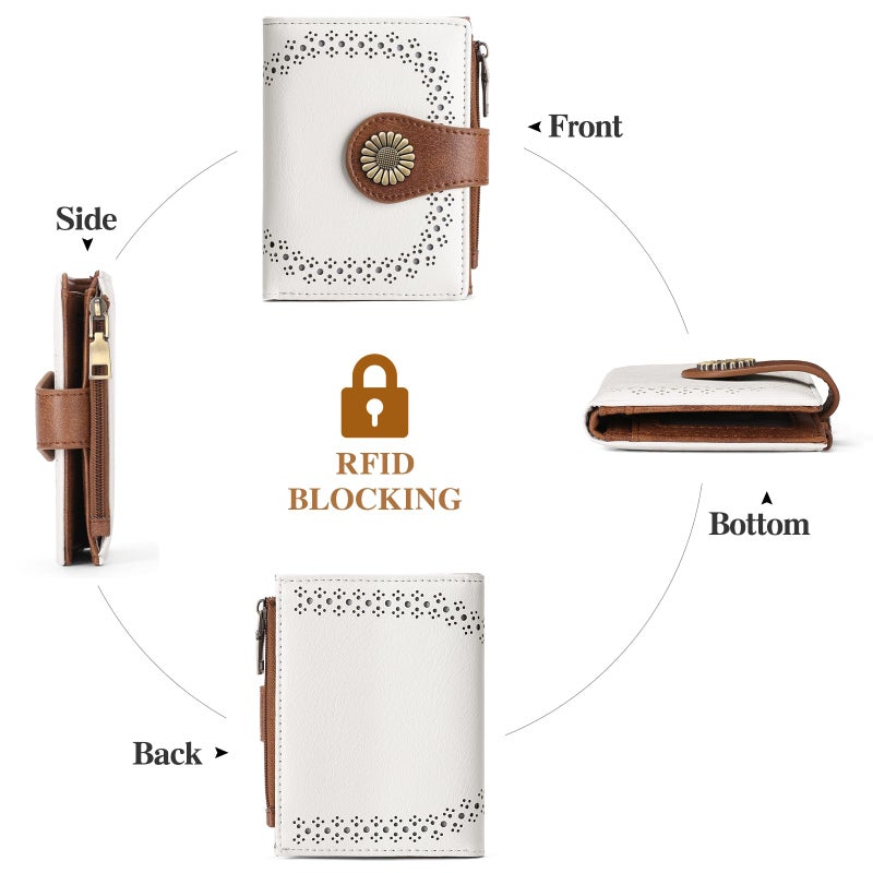 SENDEFN Small Wallets for Women Bifold RFID Blocking Leather Card Holder Compact Wallet with Zipper Coin Pocket - Image 5