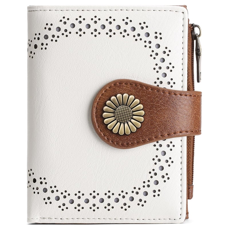 SENDEFN Small Wallets for Women Bifold RFID Blocking Leather Card Holder Compact Wallet with Zipper Coin Pocket - Image 1