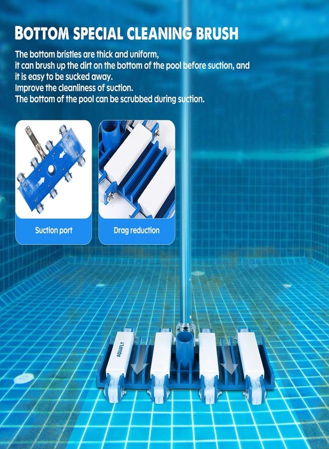 AQUAFLY Pool Vacuum Head, Manual Cleaning Vacuum with Wheels 14'' Heavy Duty Handle Pool Vacuum Heads for Inground & Above Pools with Flexible Swivel, Swimming Pool Head for Absorb - Image 5