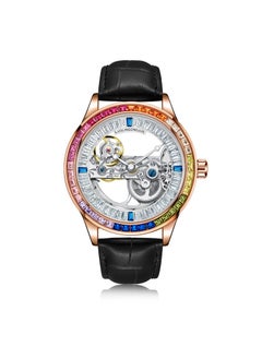 Generic Automatic Mens Mechanical Watch with Rainbow Diamonds Rose gold shell colored diamond 