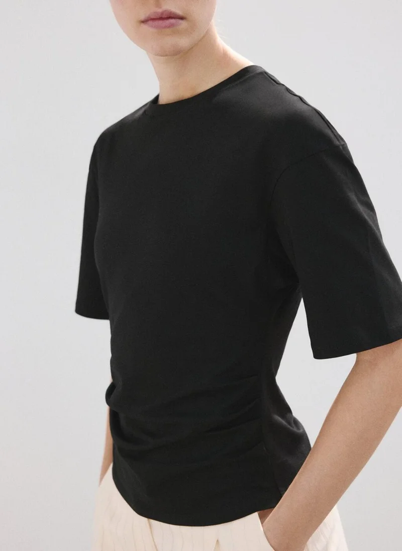 مانجو Cotton t-shirt with pucker detail