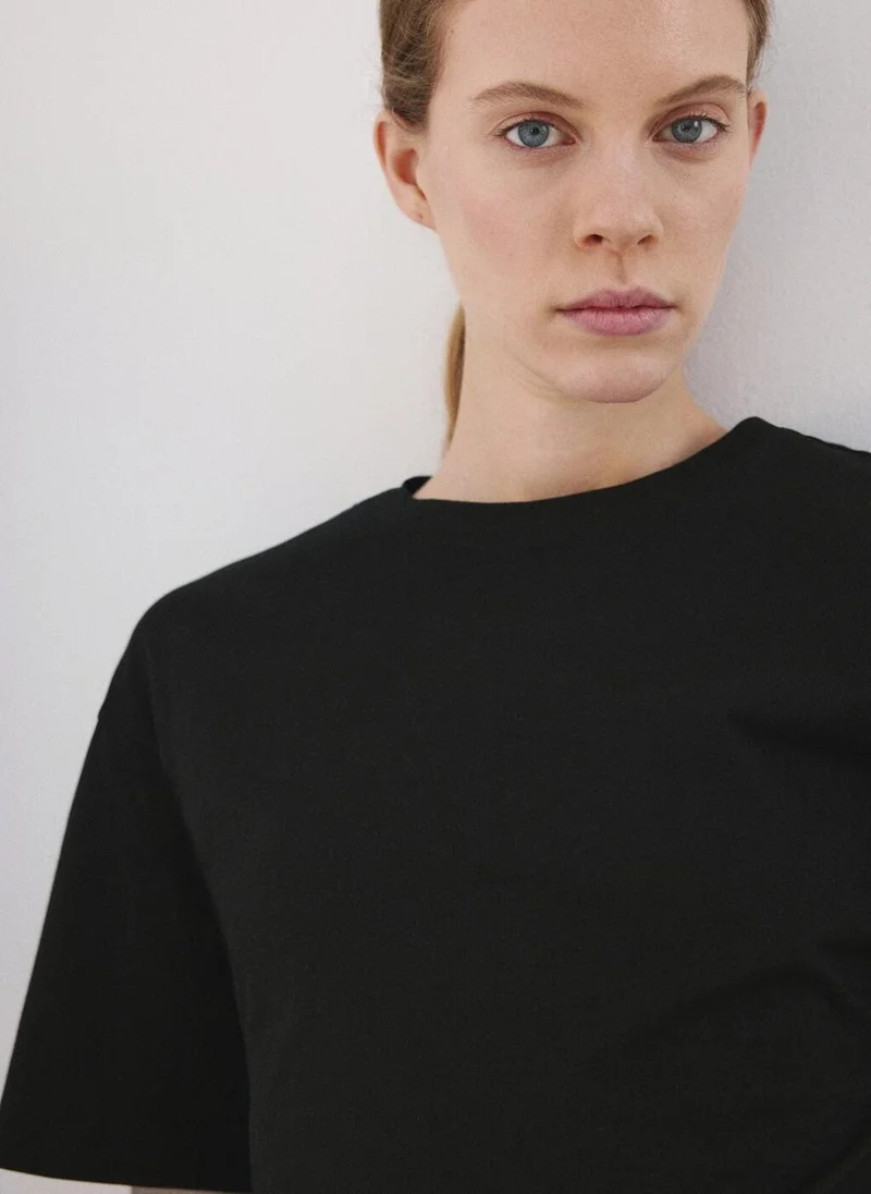 MANGO  Cotton t-shirt with pucker detail for Women | Best Price UAE