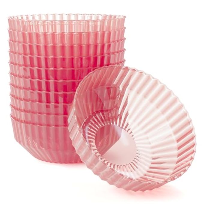 Exquisite Pink Plastic Bowls Disposable - 16 Oz - 20 Count - Disposable Soup Bowls - Great for Weddings Parties And Formal Occasions