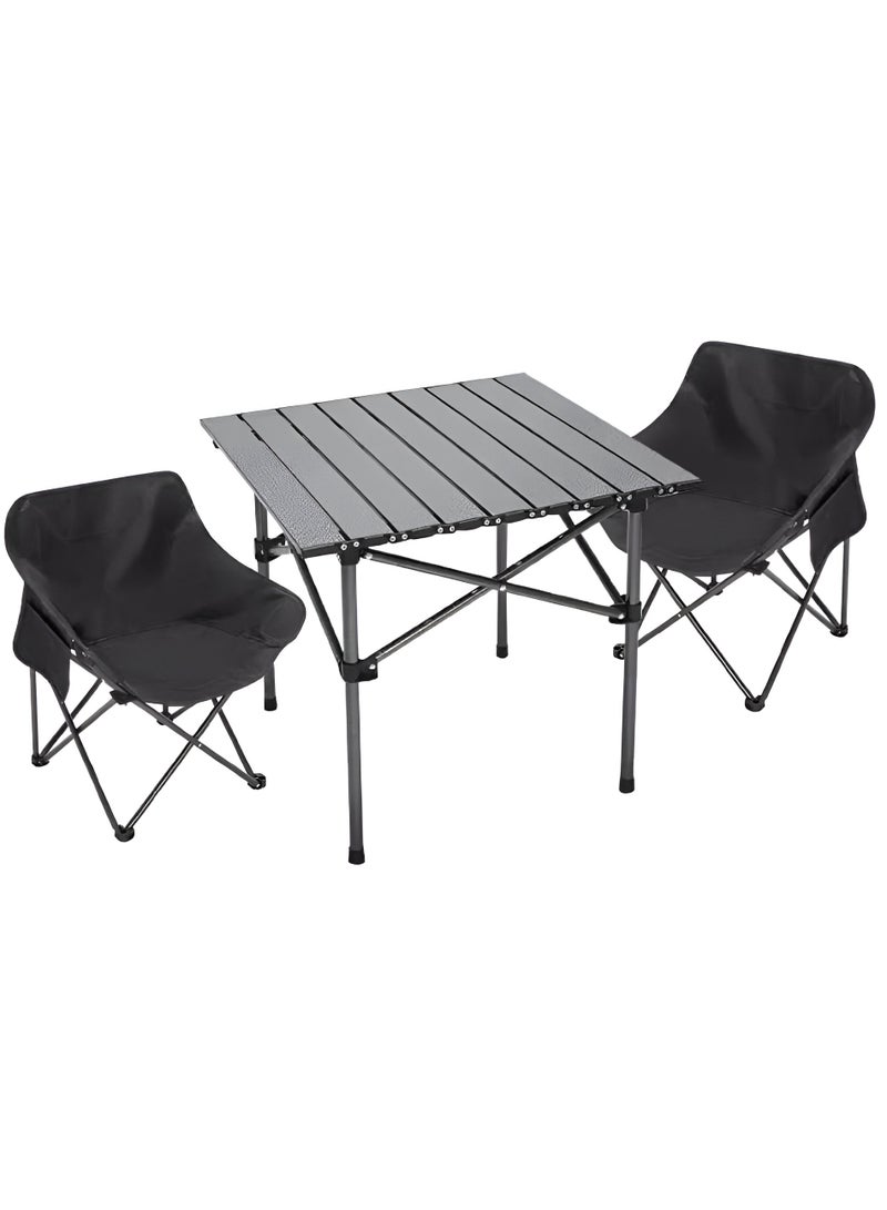 Generic valueable 1 Outdoor Picnic Set 2 Folding Chairs and Table Lightweight Portable Made of High Quality Canvas Perfect for Outdoor Camping, Fishing, Parties, Beach, Picnics and Travel - Image 2