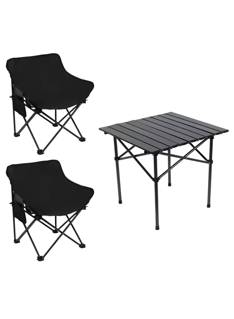 Generic valueable 1 Outdoor Picnic Set 2 Folding Chairs and Table Lightweight Portable Made of High Quality Canvas Perfect for Outdoor Camping, Fishing, Parties, Beach, Picnics and Travel - Image 1