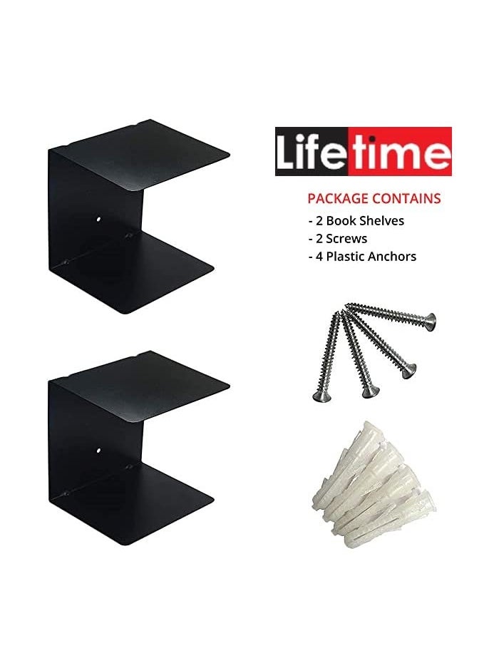 Life Time LIFE TIME Heavy Duty Metal Wall Mounted Book Shelves for Study Room, Living Room and Bedrooms (2 Pcs)  - Image 3