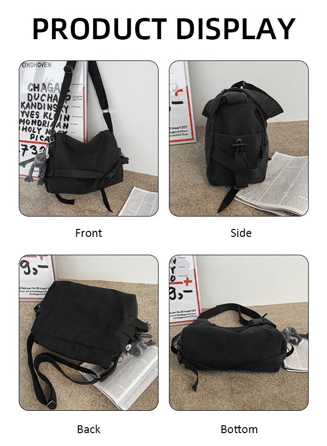 DUNISO Shoulder Tote Bag Canvas Handbag For Women And Men Large Capacity Crossbody Bag Fashionable Travel Messenger Shoulder Bag For College Students - Image 5